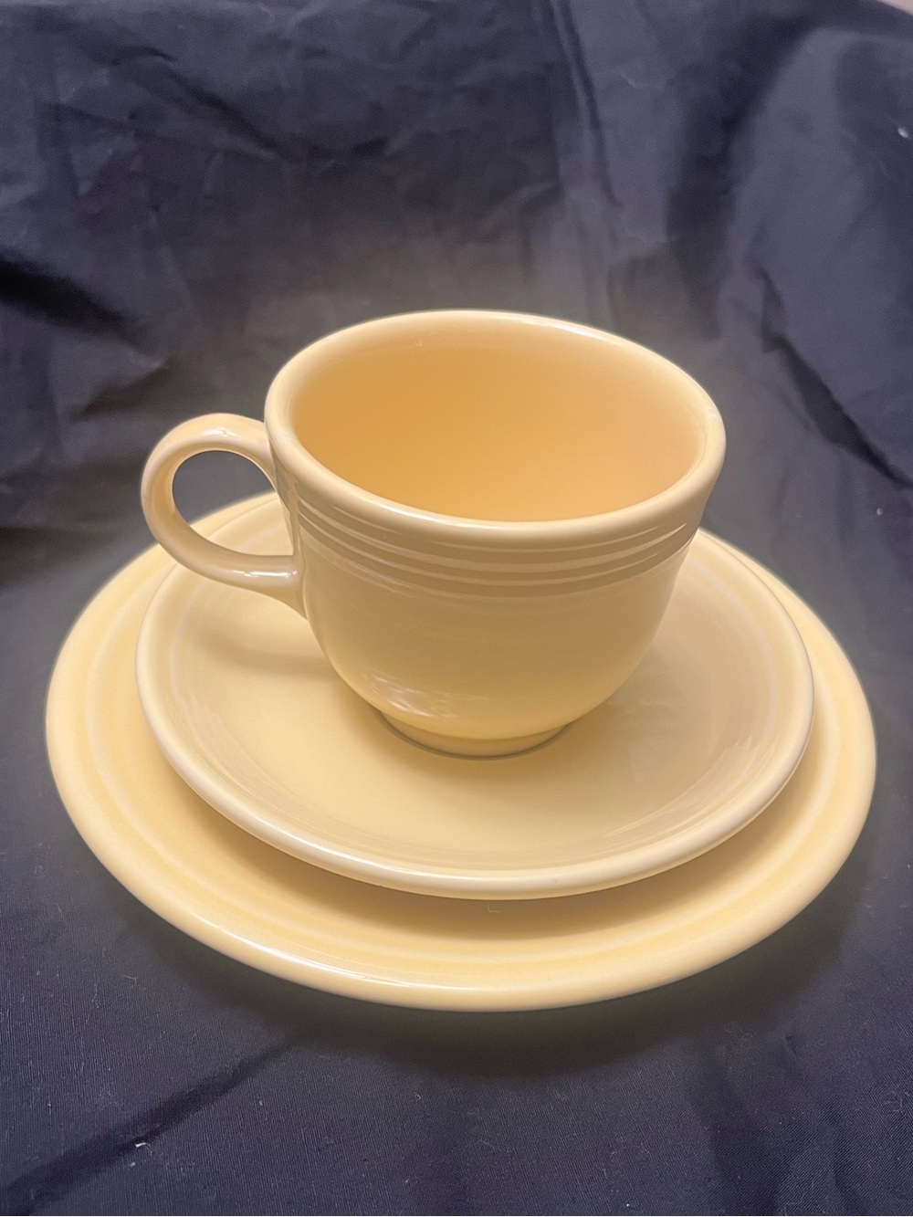 Vintage Fiesta Ware yellow cup saucer dessert plate lot